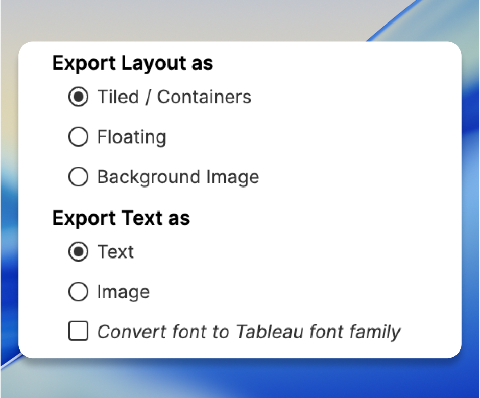 Tailored exports